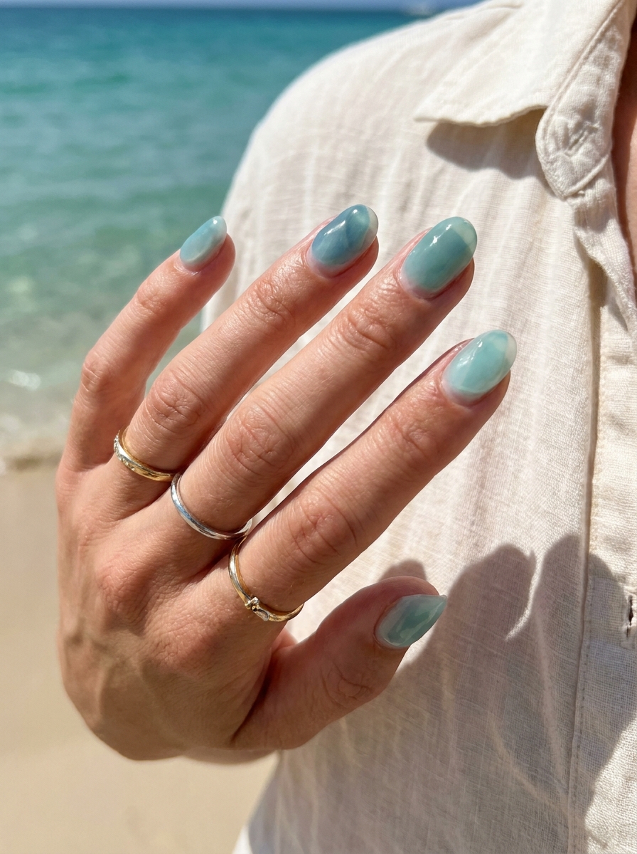 Sea Glass Nails als Nägel Inspiration Urlaub Inspiration 2026